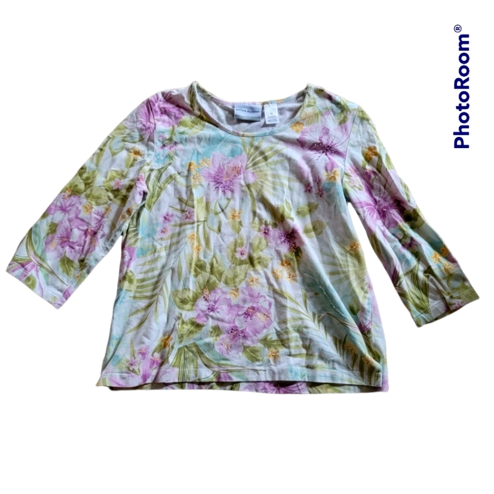 💥Alfred Dunner💥size PM (MP) floral beaded 👚 blouse!